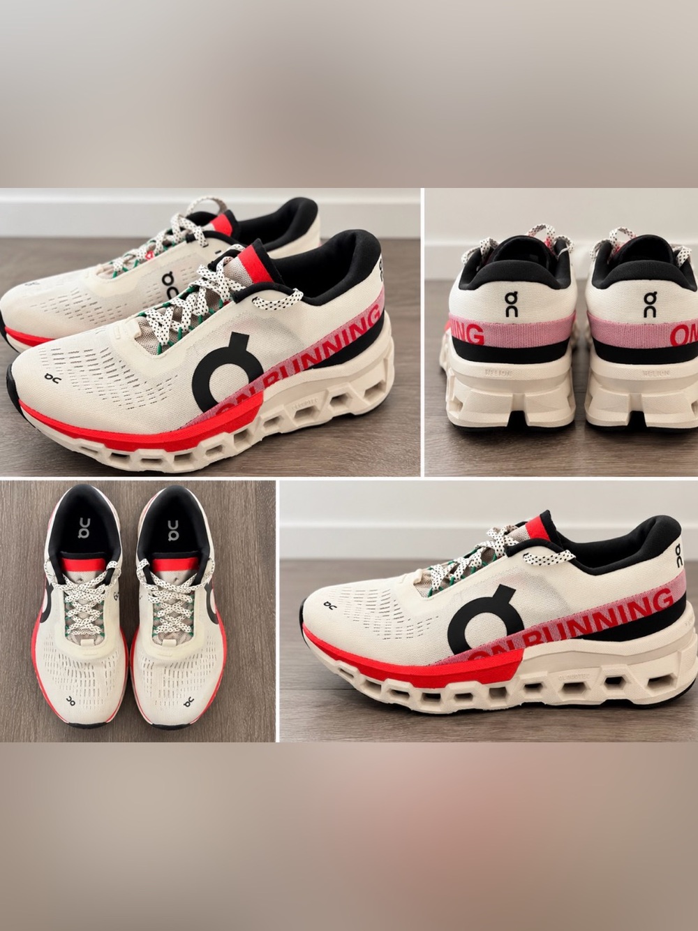 On Running Cloudmonster women’s Sneakers in White with Red Accents